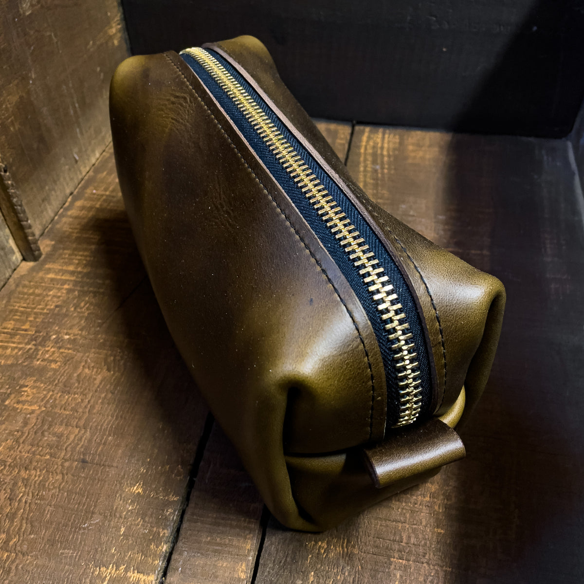 Olive Chromexcel Shave Bag / Dopp Kit